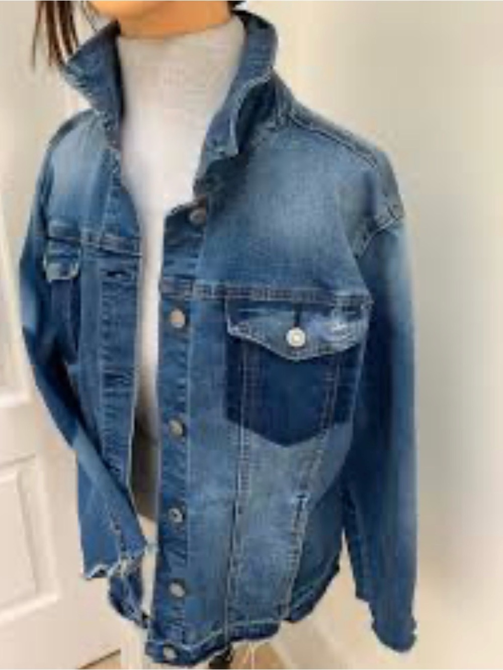Kensie Distressed Blue Jean Jacket